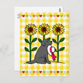 Summer Black Labrador mit Sonnenblumen Postkarte (Vorne/Hinten)