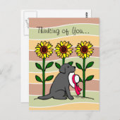 Summer Black Labrador mit Sonnenblumen Postkarte (Vorne/Hinten)