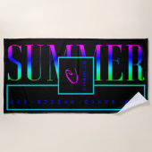 Summer Black Pink Blue Website Name Monogram Strandtuch (Vorderseite)