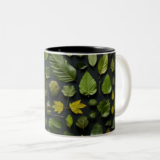 Summer Blätter Knolling Zweifarbige Tasse (VorderseiteRechts)