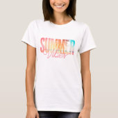 Summer Block Text in Beach Szene T-Shirt (Vorderseite)
