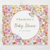 Summer Bloom Floral Butterfly Baby Dusche Custom Schaumweinetikett (Einzelnes Label)