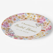 Summer Bloom Floral Butterfly Brautparty Custom Pappteller (Schrägansicht)