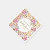 Summer Bloom Floral Butterfly Brautparty Custom Serviette (Ecke)