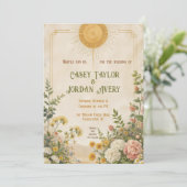 Summer Bloom Hochzeit Einladung Vintage Blume (Stehend Vorderseite)