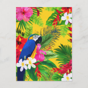 Summer Bloom Tropical Toucan Blätter Wasserfarbe Feiertagspostkarte