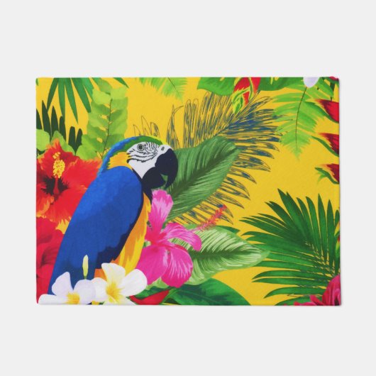 Summer Bloom Tropical Toucan Blätter Wasserfarbe Fußmatte (Vorderseite)