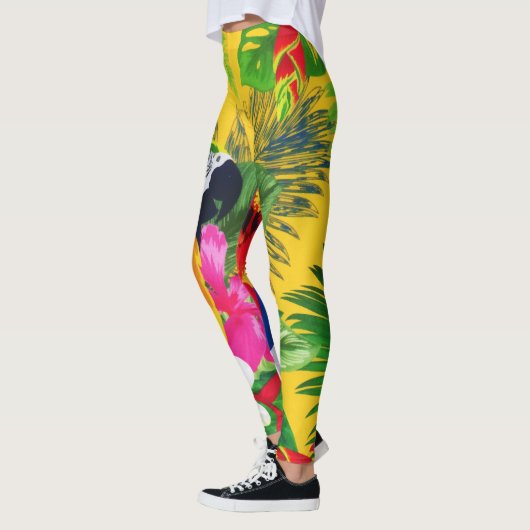 Summer Bloom Tropical Toucan Blätter Wasserfarbe Leggings (Links)