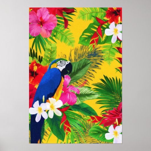Summer Bloom Tropical Toucan Blätter Wasserfarbe Poster (Vorne)