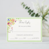 Summer Blooms florale Wedding RSVP Card Karte (Stehend Vorderseite)