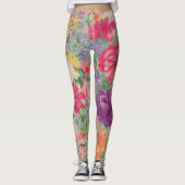 Summer Blooms Watercolor Blume Collage Leggings (Vorderseite)