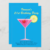 Summer Blue 21. Geburtstag Party Einladung (Vorne/Hinten)