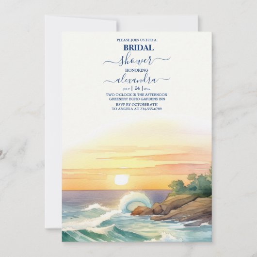 Summer Blue Beach Brautparty Einladung (Vorderseite)