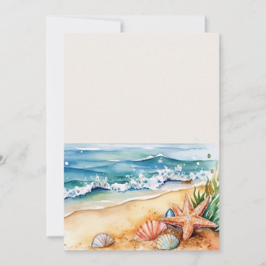 Summer Blue Beach Hochzeit Einladung (Rückseite)