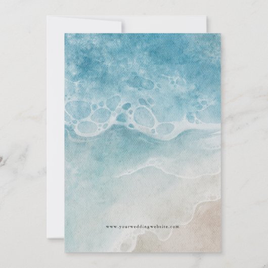 Summer Blue Beach Hochzeiten Einladung (Rückseite)
