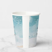 Summer Blue Beach Hochzeitungspapier Pappbecher (Links)