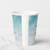 Summer Blue Beach Hochzeitungspapier Pappbecher (Rechts)