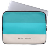 Summer Blue Beach Vibe Horizontal Streifen Laptopschutzhülle (Vorderseite)