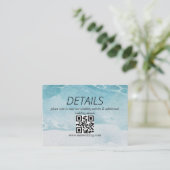Summer Blue Beach Wedding QR Code Begleitkarte (Stehend Vorderseite)