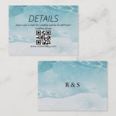 Summer Blue Beach Wedding QR Code Begleitkarte (Vorne/Hinten)
