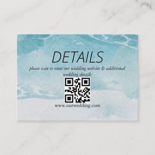 Summer Blue Beach Wedding QR Code Begleitkarte (Vorderseite)