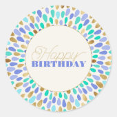 Summer Blue Blume Burst Runder Aufkleber (Vorderseite)