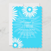 Summer Blue Blumen Geburtstagsparty Einladung (Rückseite)