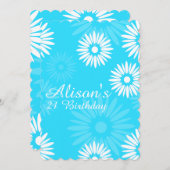 Summer Blue Blumen Geburtstagsparty Einladung (Vorne/Hinten)