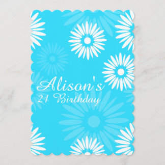 Summer Blue Blumen Geburtstagsparty Einladung