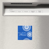 Summer Blue Blumen Happy Birthday Name Magnet (In Situ (Geschirrspüler))