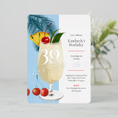 Summer Blue Cocktail Party zum 30. Geburtstag Folieneinladung (Stehend vorne)
