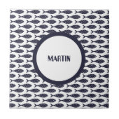 Summer Blue Fish Illustration Fliese (Vorderseite)