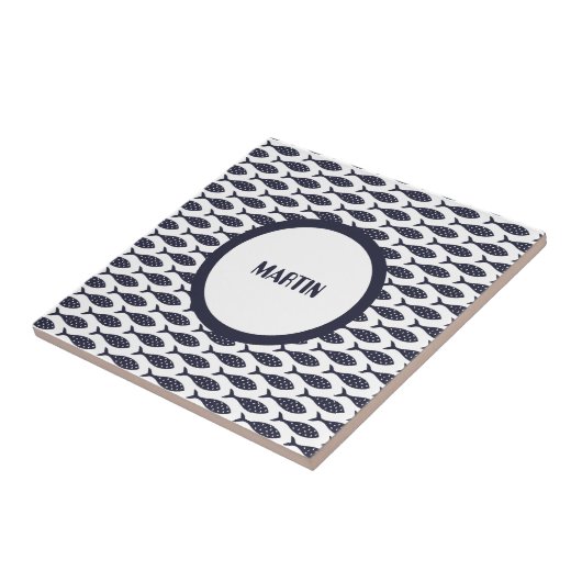 Summer Blue Fish Illustration Fliese (Seite)