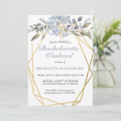 Summer Blue Floral Bachelorette Wochenende Einladung (Stehend Vorderseite)