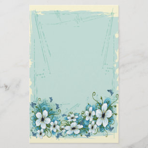 Summer Blue Floral & Butterfliegen Briefpapier