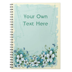 Summer Blue Floral & Butterfliegen Notizblock