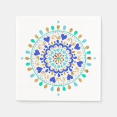 Summer Blue Gold Heart Mandala Serviette (Vorderseite)
