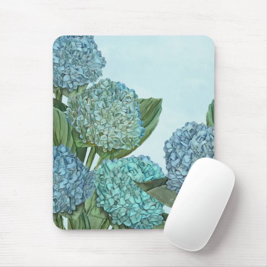 Summer Blue Hydrangea Bouquet Mousepad (Mit Mouse)