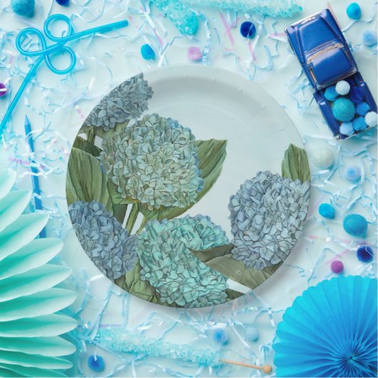 Summer Blue Hydrangea Bouquet Pappteller (Party)