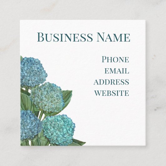 Summer Blue Hydrangea Bouquet Quadratische Visitenkarte (Vorderseite)