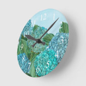 Summer Blue Hydrangea Bouquet Runde Wanduhr (Winkel)