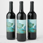 Summer Blue Hydrangea Bouquet Weinetikett (Flaschen)