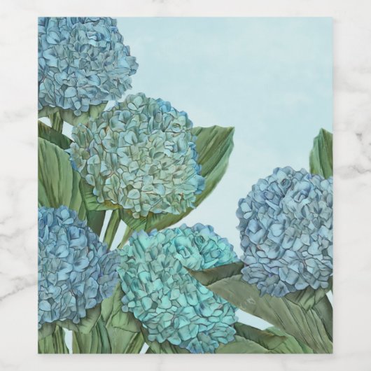 Summer Blue Hydrangea Bouquet Weinetikett (Einzelnes Label)