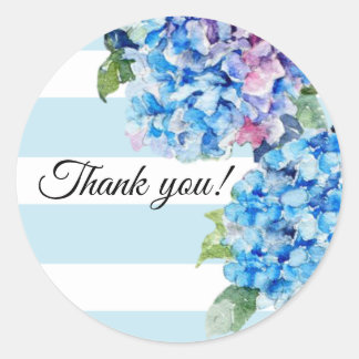 Summer Blue Hydrangeas Vielen Dank Runder Aufkleber