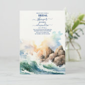 Summer Blue Ocean Beach Brautparty Einladung (Stehend Vorderseite)