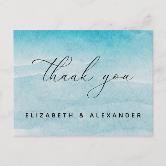 Summer Blue Ocean Beach Hochzeit Danke Karte (Vorderseite)
