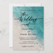 Summer Blue Ocean Beach Hochzeit Einladung (Vorderseite)