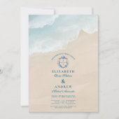 Summer Blue Ocean Beach Hochzeit Einladung (Vorderseite)
