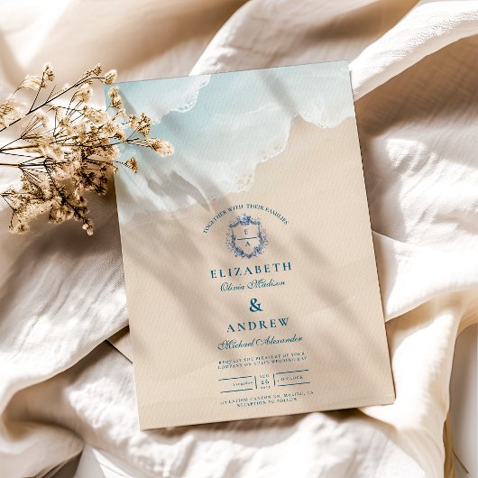 Summer Blue Ocean Beach Hochzeit Einladung