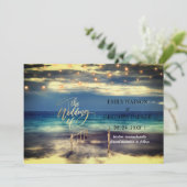 Summer Blue Ocean Beach Hochzeitseinladungen Save The Date (Stehend Vorderseite)